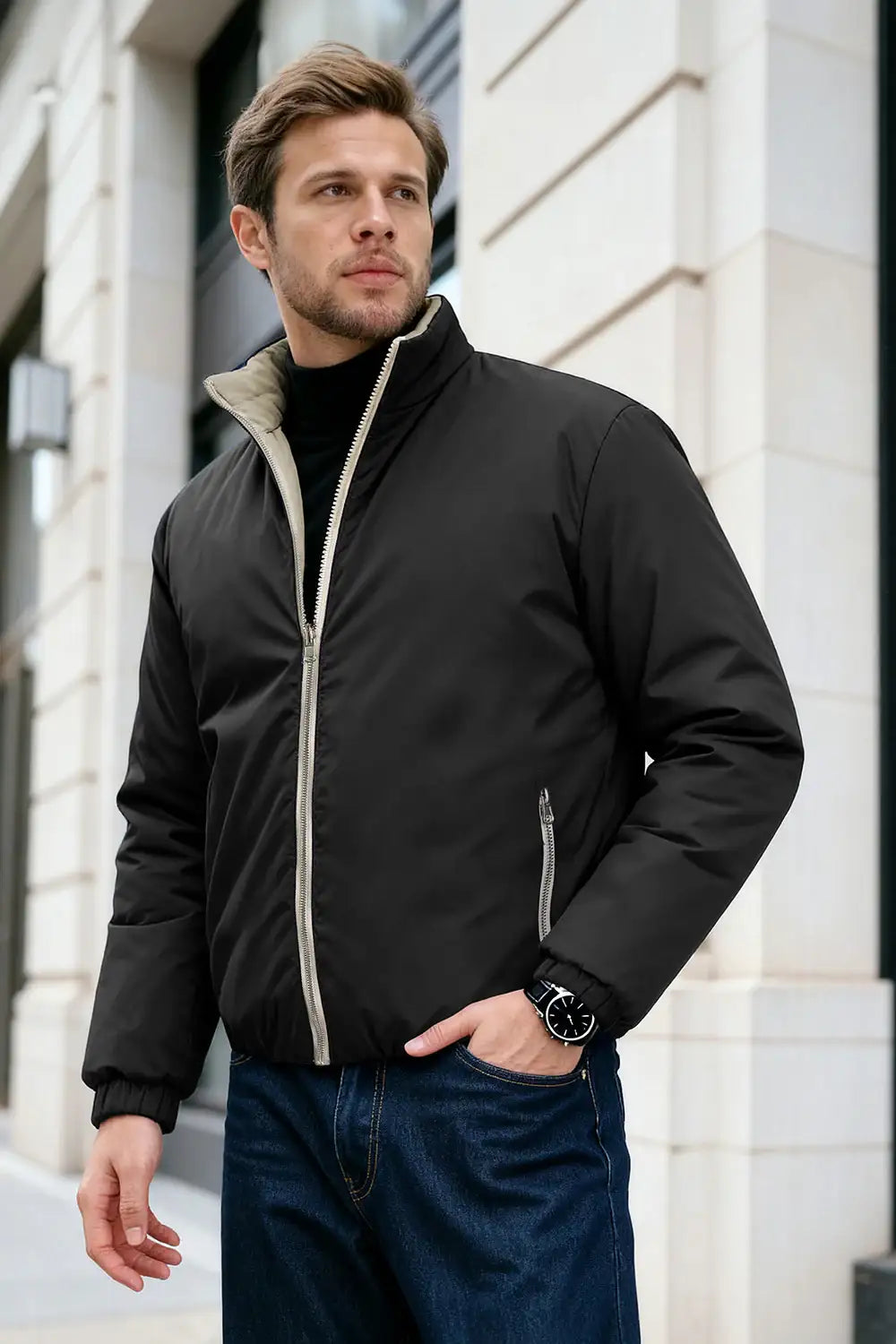 Men's Reversible Coat - Black For Sale – GINGTTO