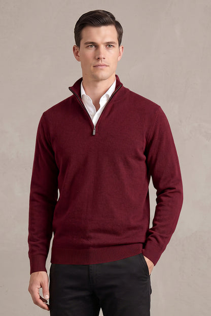 Men's Quarter-Zip Knit Sweater | Lightweight Slim Fit Pullover