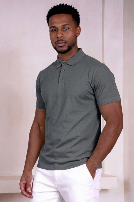 Men's Mercerized Cotton Short-Sleeved Polo Shirt - Grey