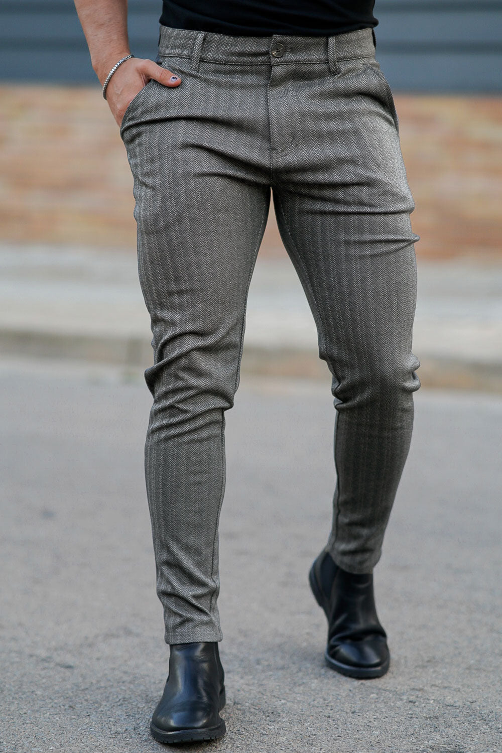 Gingtto Fashion Comfortable Dark Grey Chinos With Unique Design