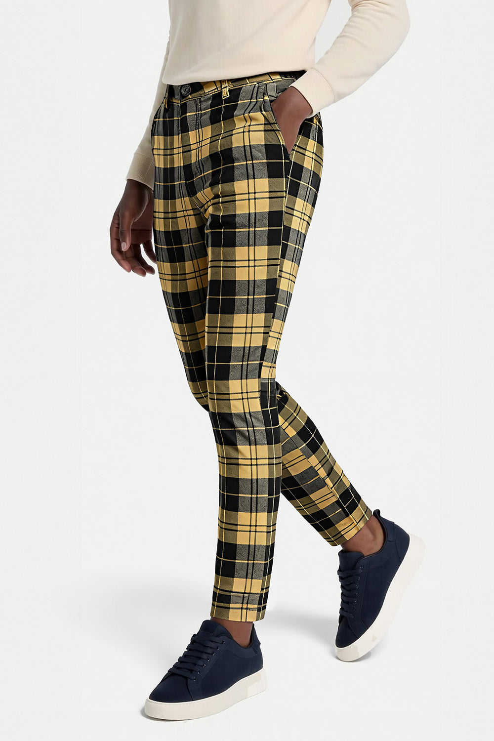 Men's Plaid Pant - Black And Light Yellow