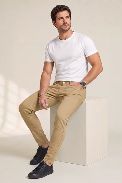 Braune Stretch-Skinny-Jeans für Herren