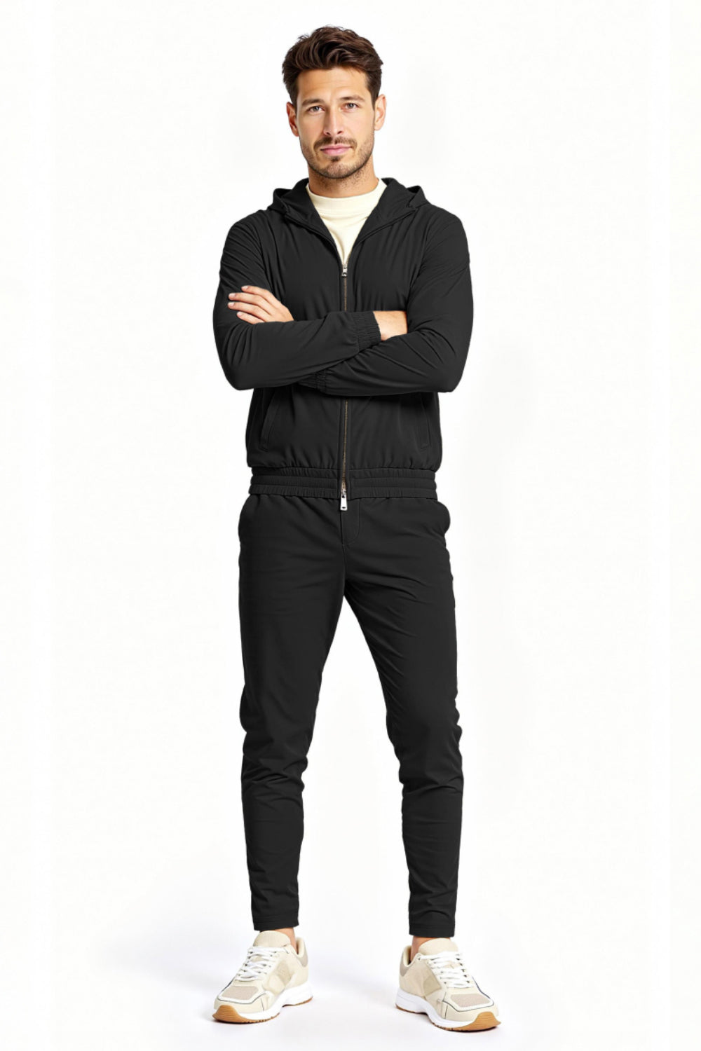 Men's Casual Hoodie Set - Black