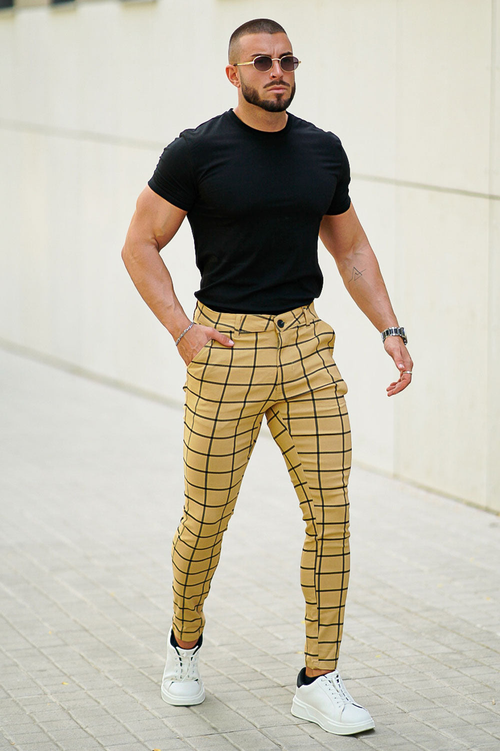 men's yellow chino pants