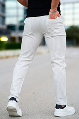 Compre 2 pantalones chinos relajados con envío gratis - Blanco y rayas