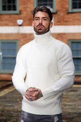 men's white turtleneck sweater