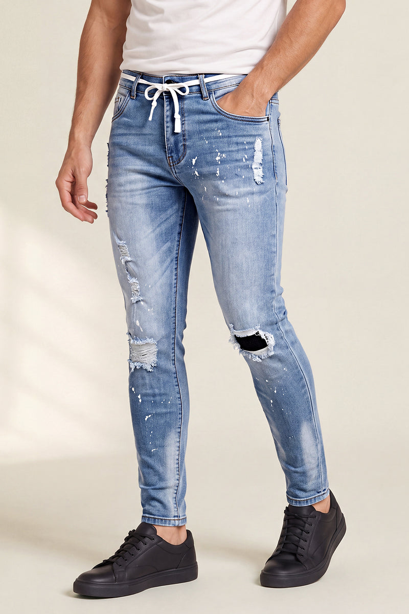 Men's Drawstring Sculpt Skinny Jean - Light Blue