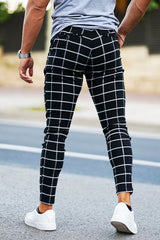 mens black and white checkered pants