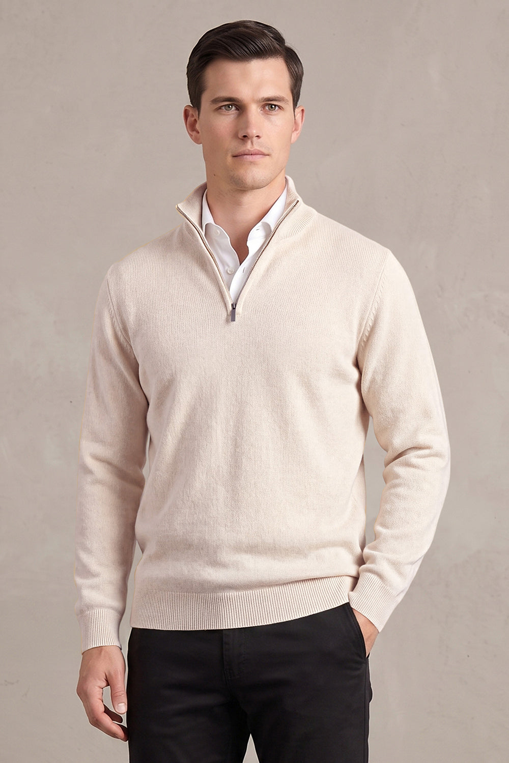 Men's Quarter-Zip Knit Sweater | Lightweight Slim Fit Pullover