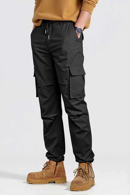 Men Straight Fit Cargo Pant - Black