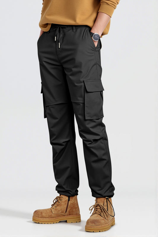 Men Straight Fit Cargo Pant - Black