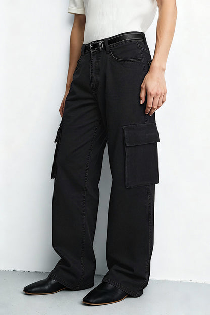 Men's Loose Jean With Pocket - Black