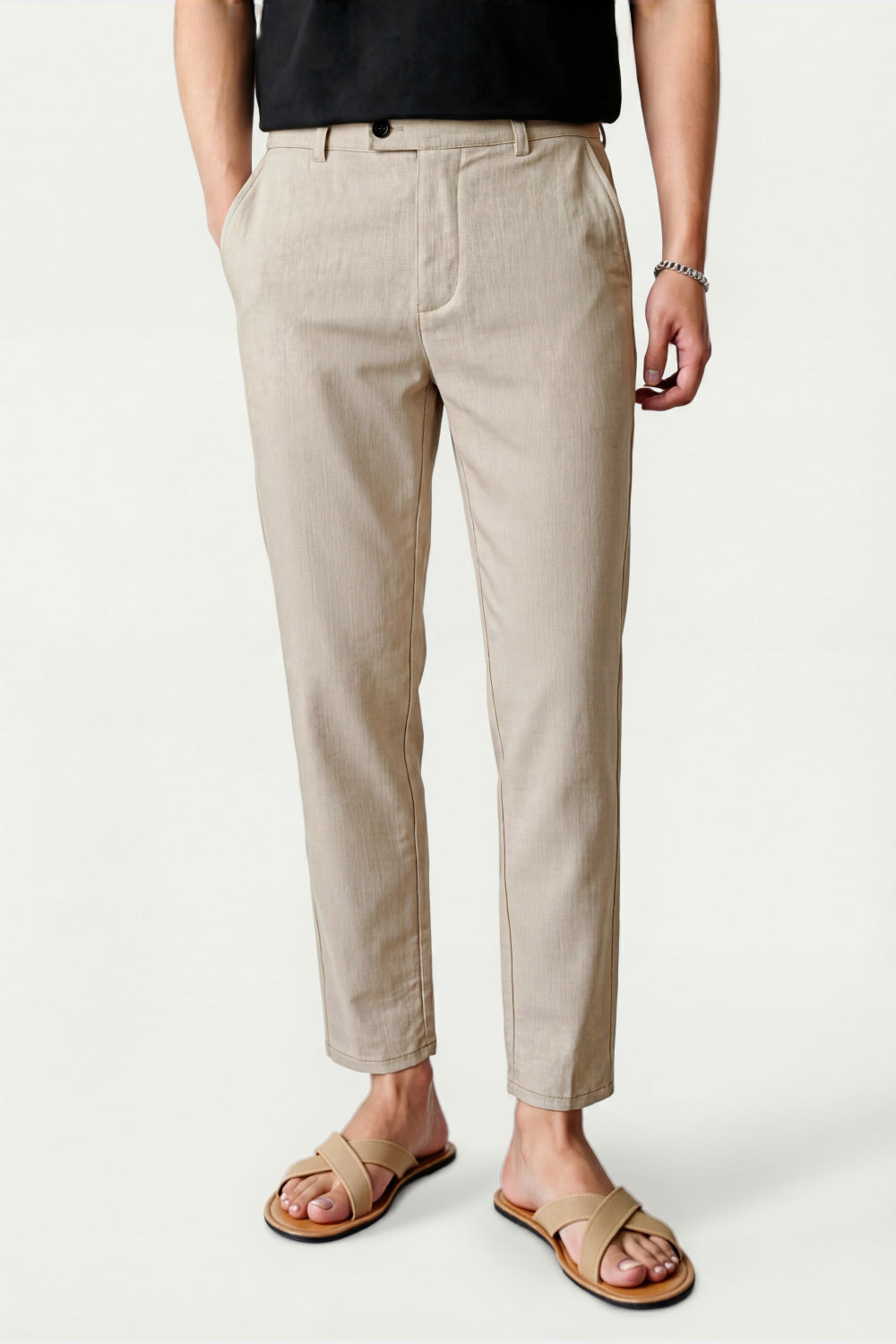 Mens Linen Modern Slim Travel Pant
