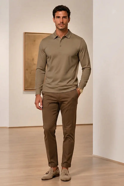 Camiseta de algodón mercerizado para hombre - Verde militar