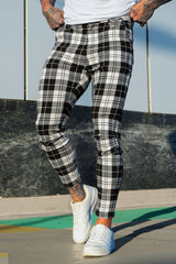  relaxed chino pants - grey & plaid