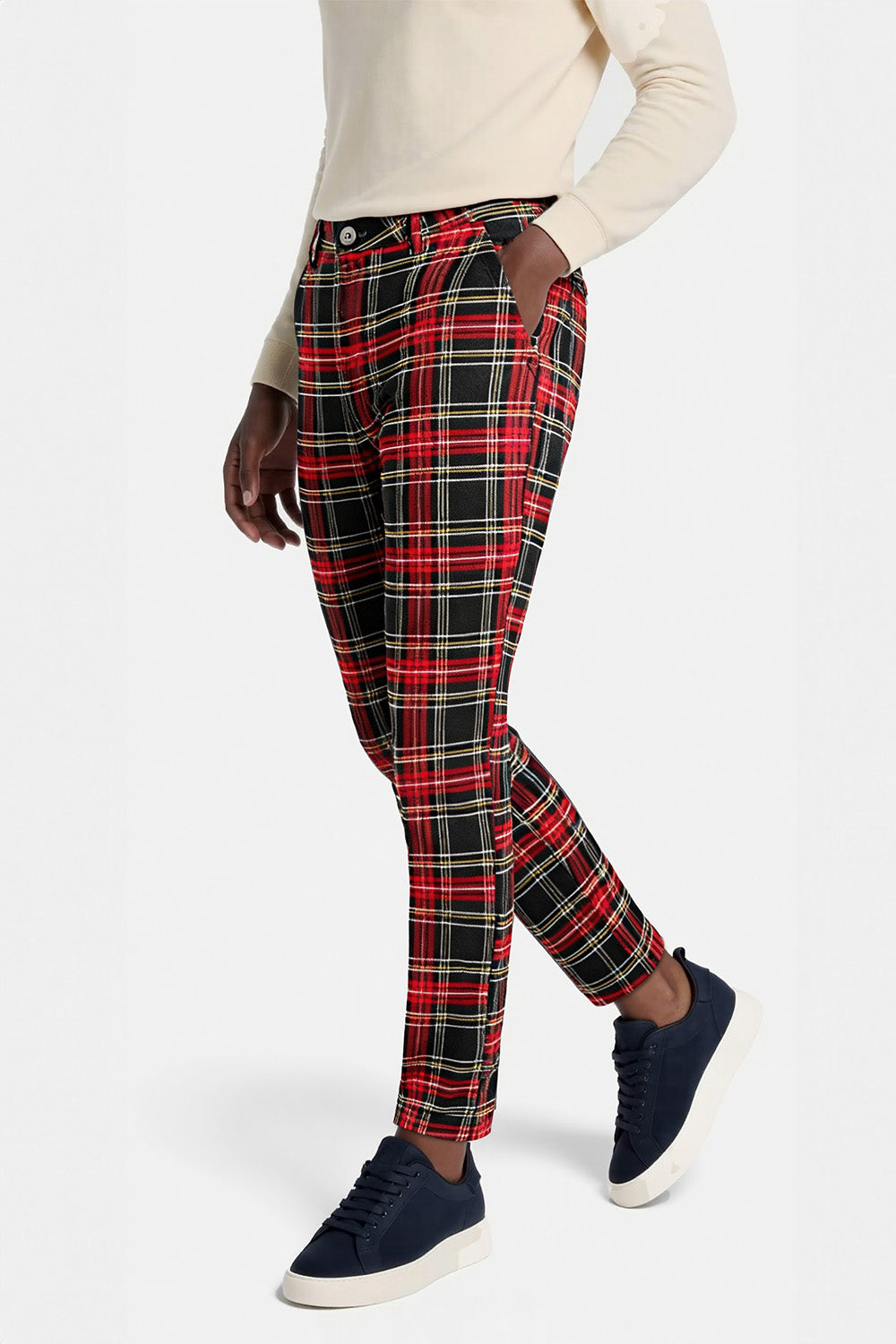 Schwarze karierte Herrenhose