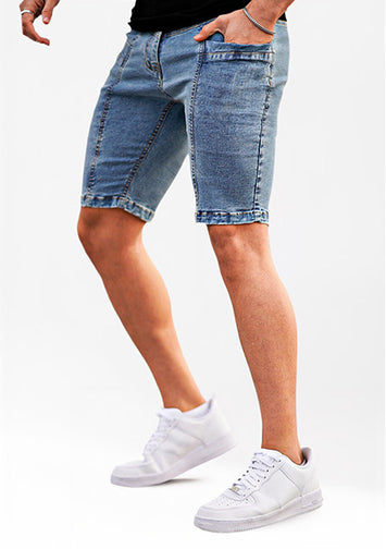 GINGTTO Men's Slim Fit Denim Shorts – Stretch Jeans Shorts For Summer | Ripped Details, 5-Pocket Design, Super Comfortable