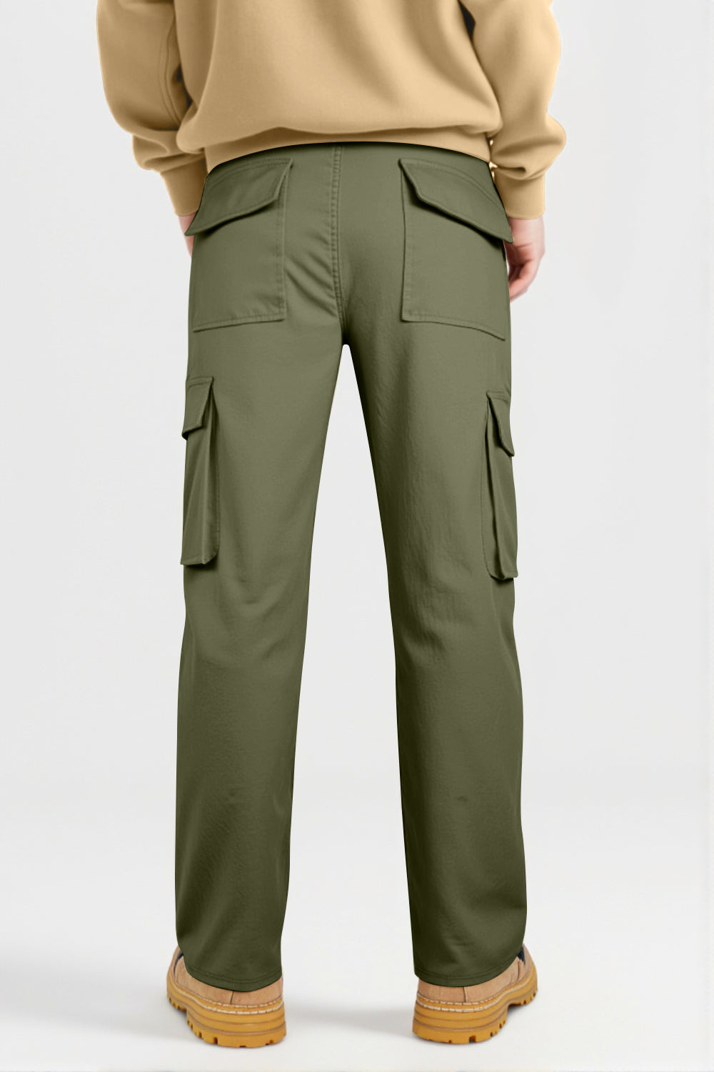 Men Straight Fit Cargo Pant - Green
