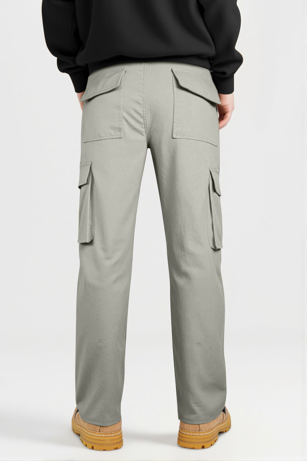 Men Straight Fit Cargo Pant - Grey