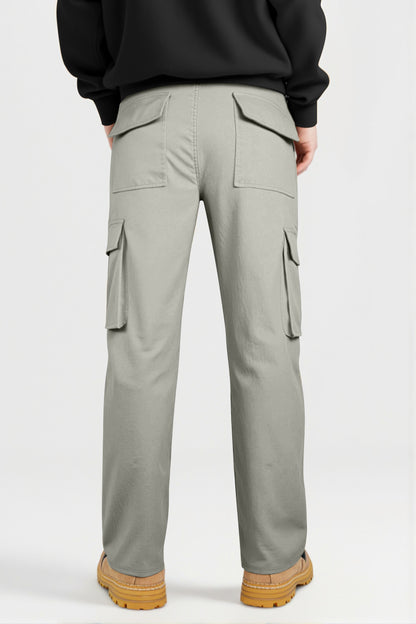 Men Straight Fit Cargo Pant - Grey