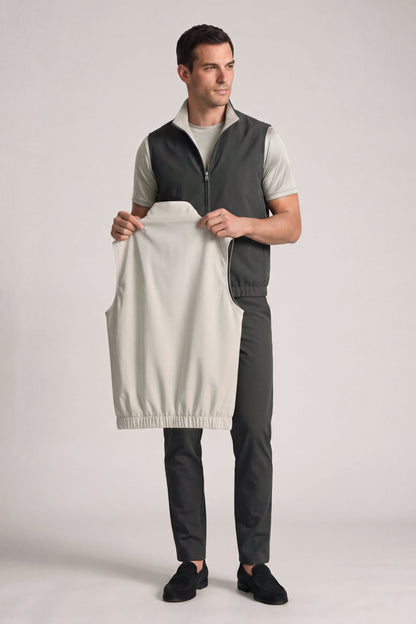 Men's 3-Piece Casual Set with Reversible Vest - Grey