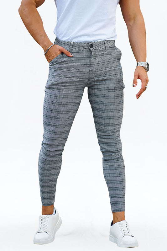 Pantalon à carreaux gris pour homme