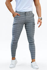 Pantalones de cuadros grises para hombre