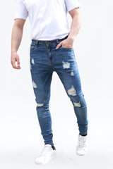 men's blue ripped skinny jeans