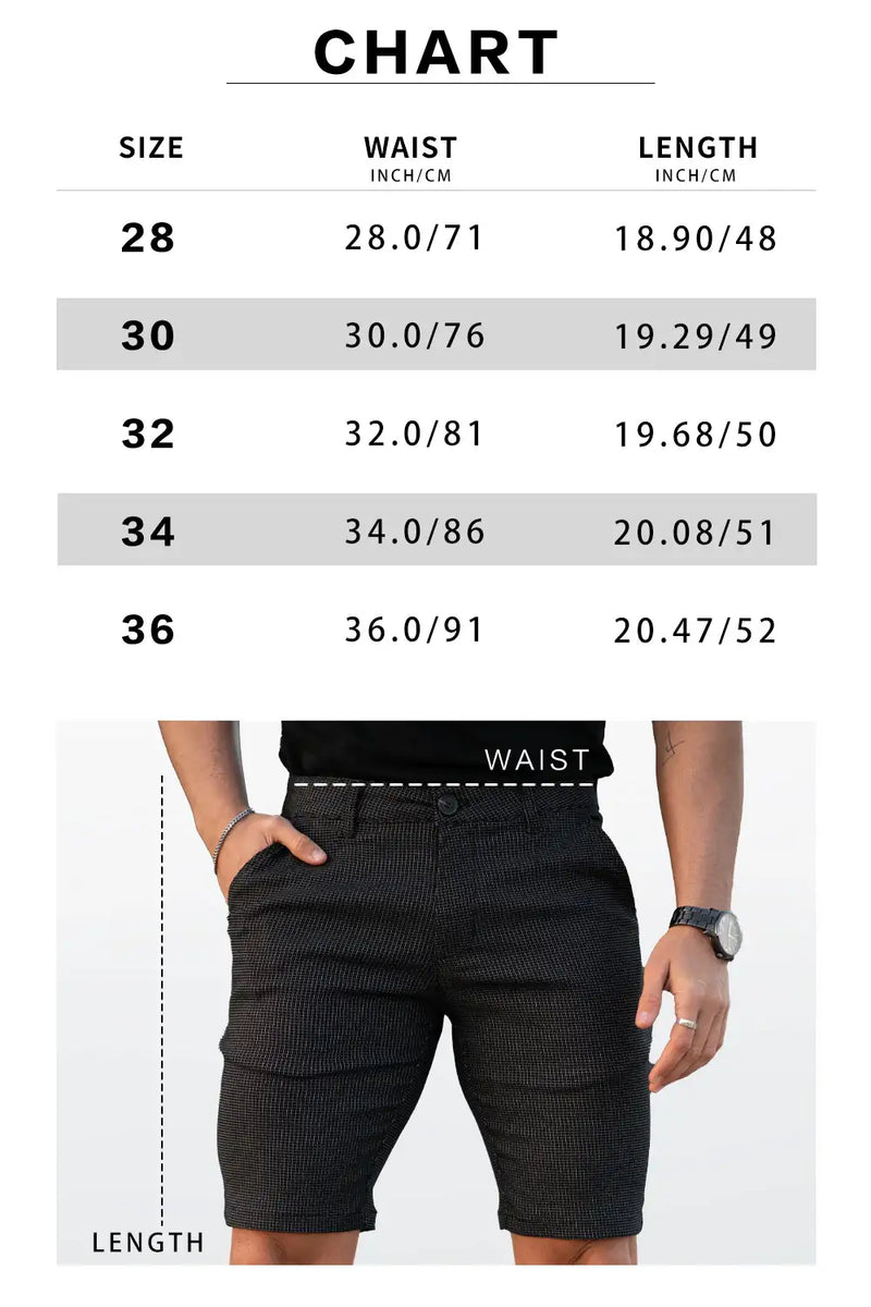 Men's Checkered Short - Black And White Size Chart