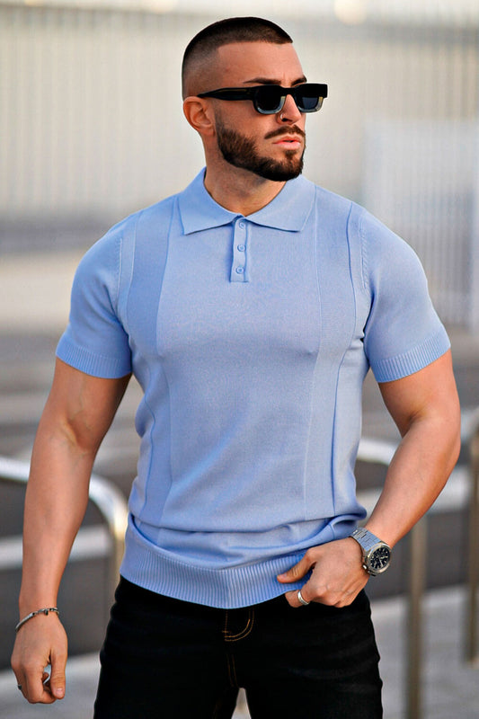 Men's Slim Fit Short Sleeve Polo Shirts - Blue