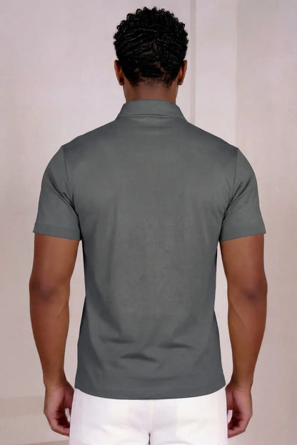 Men's Mercerized Cotton Short-Sleeved Polo Shirt - Grey