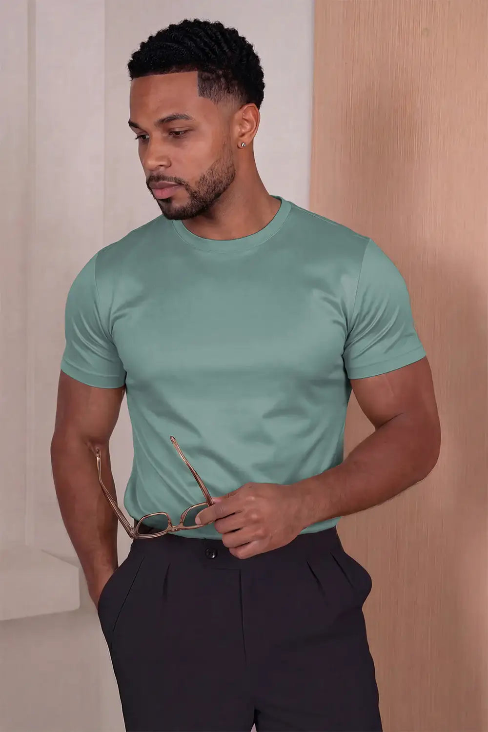 Men's Mercerized Cotton T-Shirt - Teal Green For Sale – GINGTTO