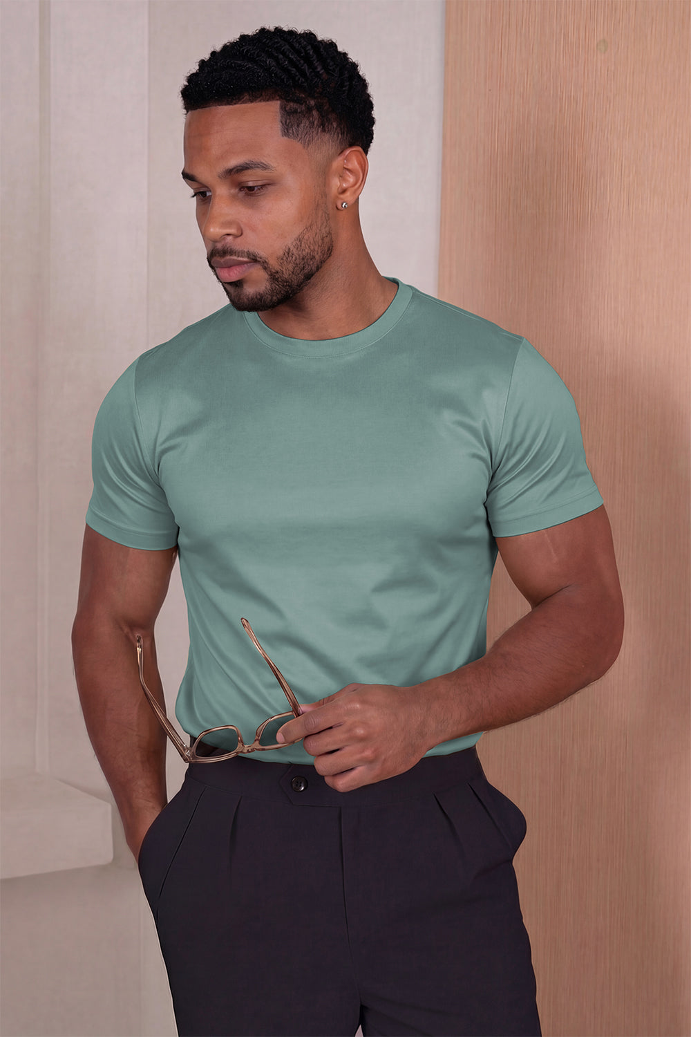 Men's Mercerized Cotton T-Shirt - Teal Green