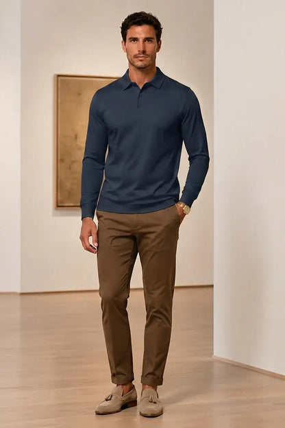 Camiseta de algodón mercerizado para hombre - Verde militar