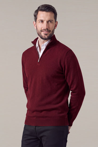 Men's Classic Quarter-Zip Knit Sweater | Lightweight Slim Fit Pullover