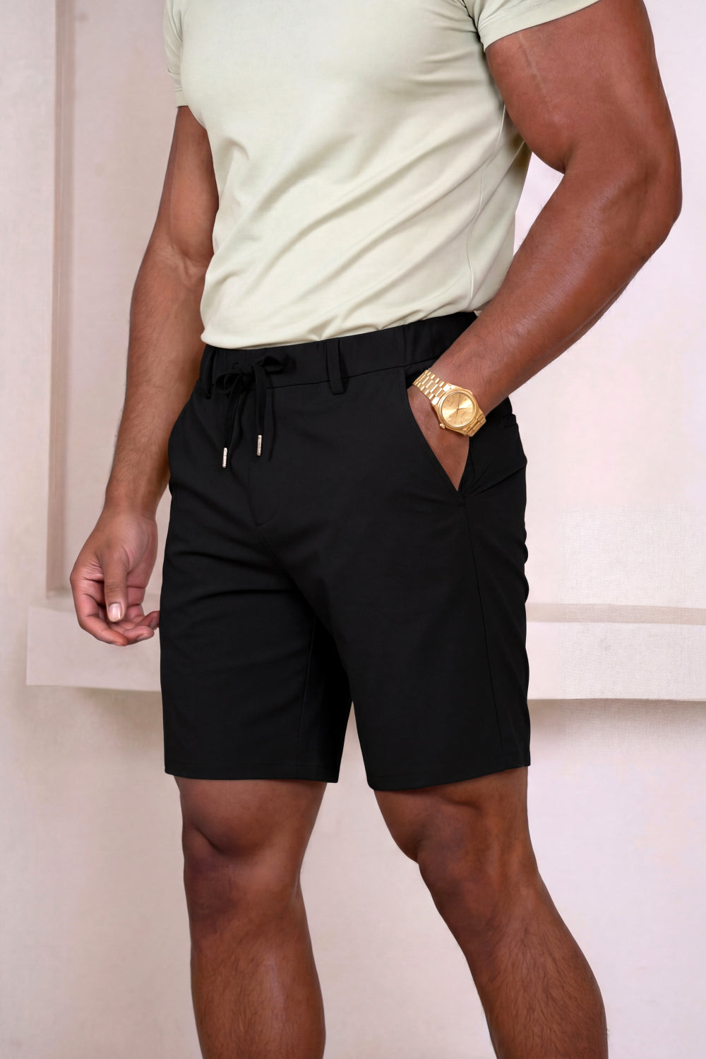 Men's Casual Drawstring Shorts - Black