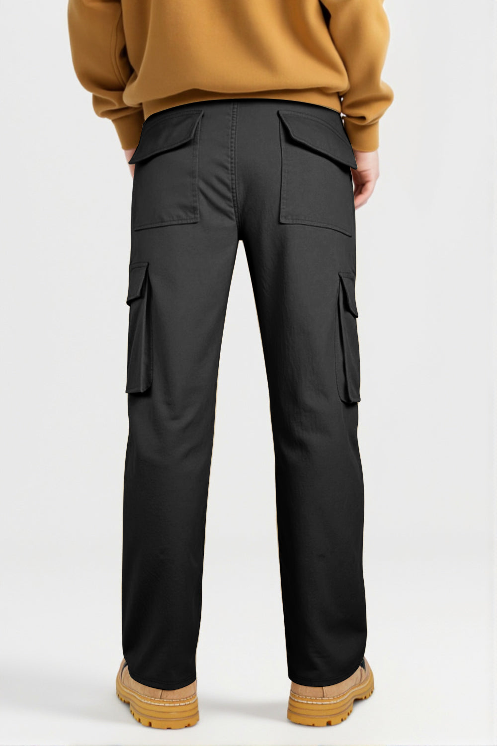 Men Straight Fit Cargo Pant - Black