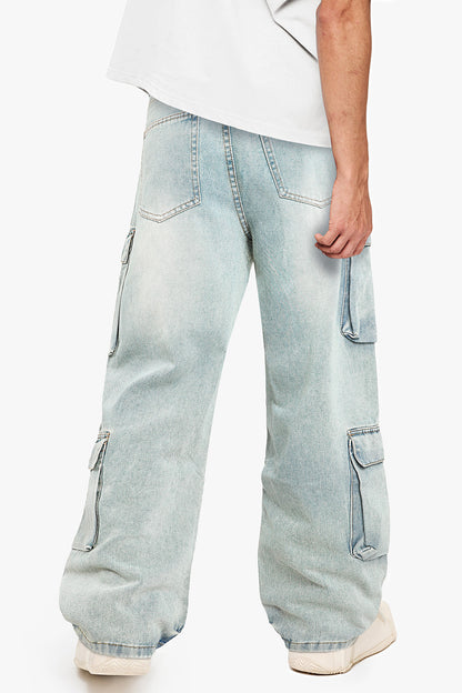 Men's Loose Jean With Pocket - Light Blue