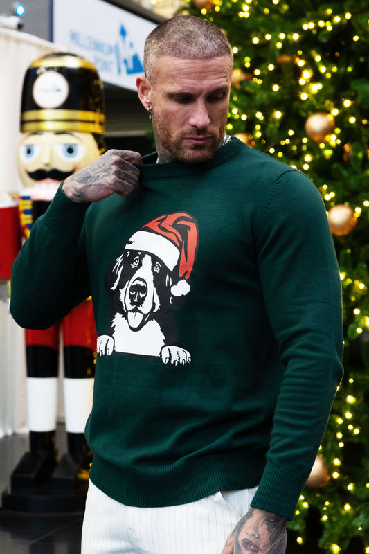 warm sweaters for men - round neck & christmas dog