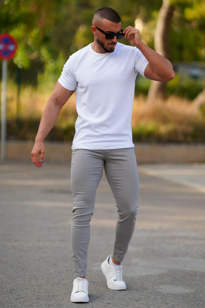 men's light gray skinny jeans