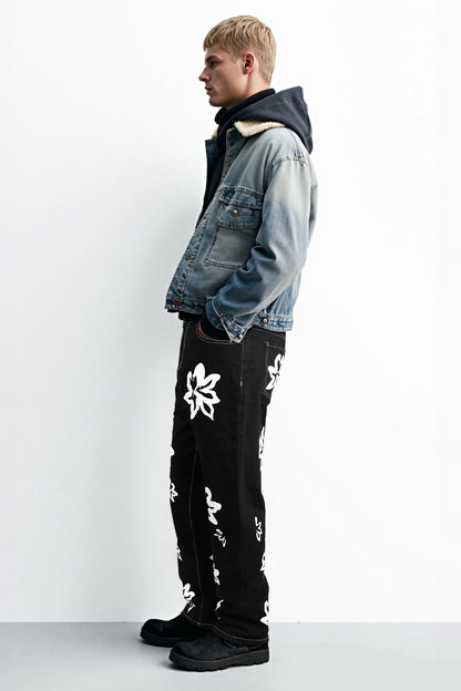 Men's Straight Jean - Black & Printed