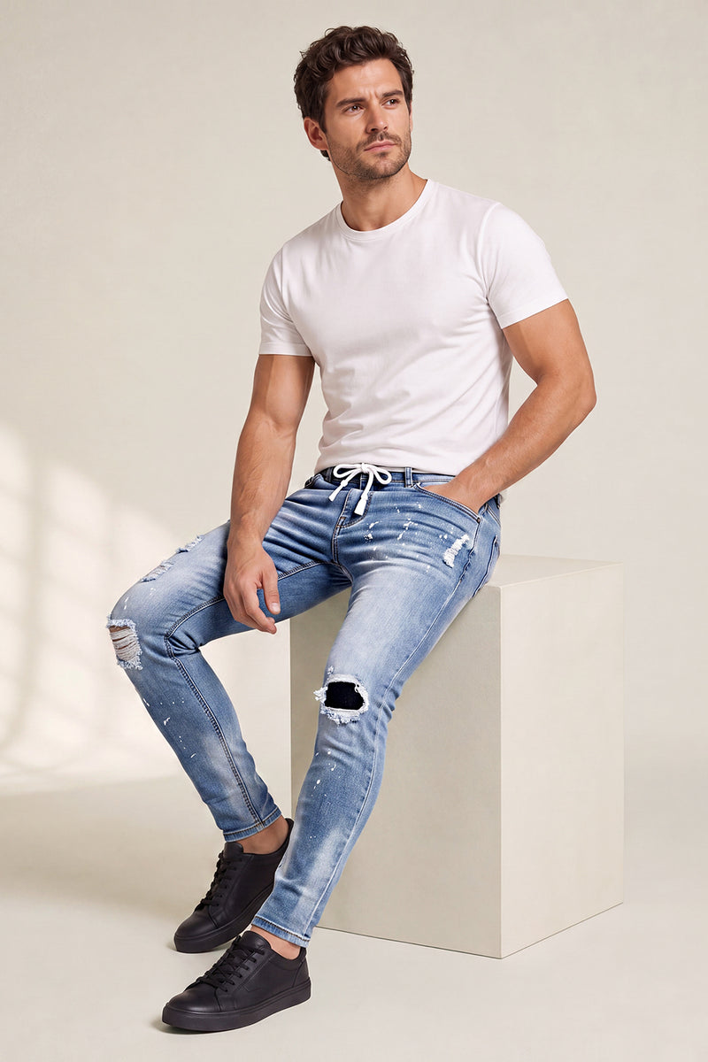 Men's Drawstring Sculpt Skinny Jean - Light Blue
