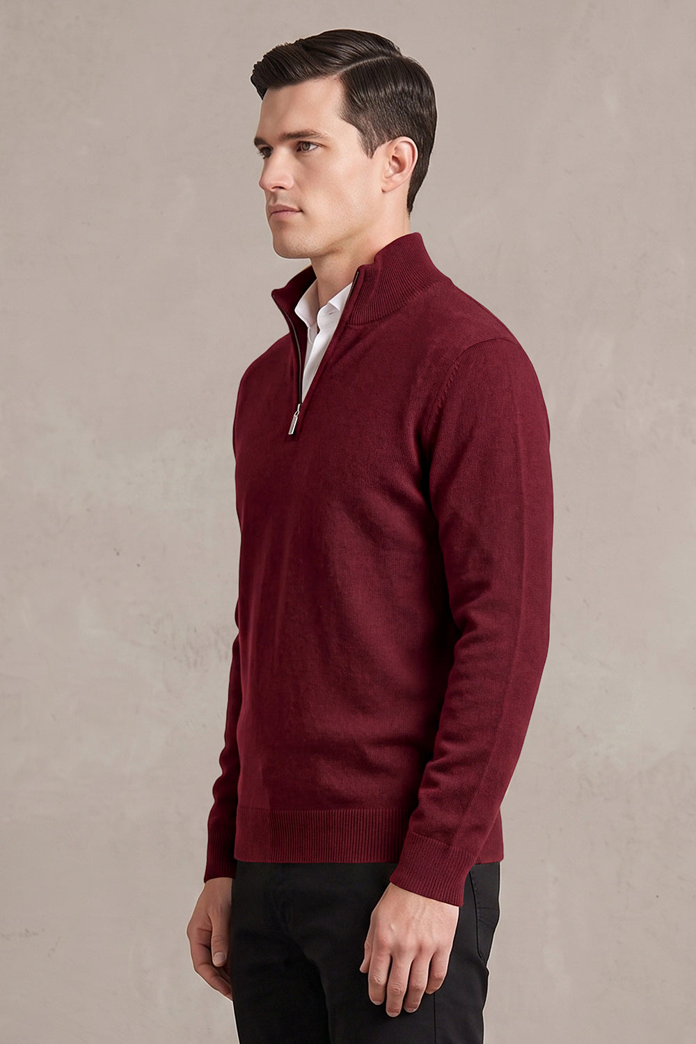 Men's Quarter-Zip Knit Sweater | Lightweight Slim Fit Pullover