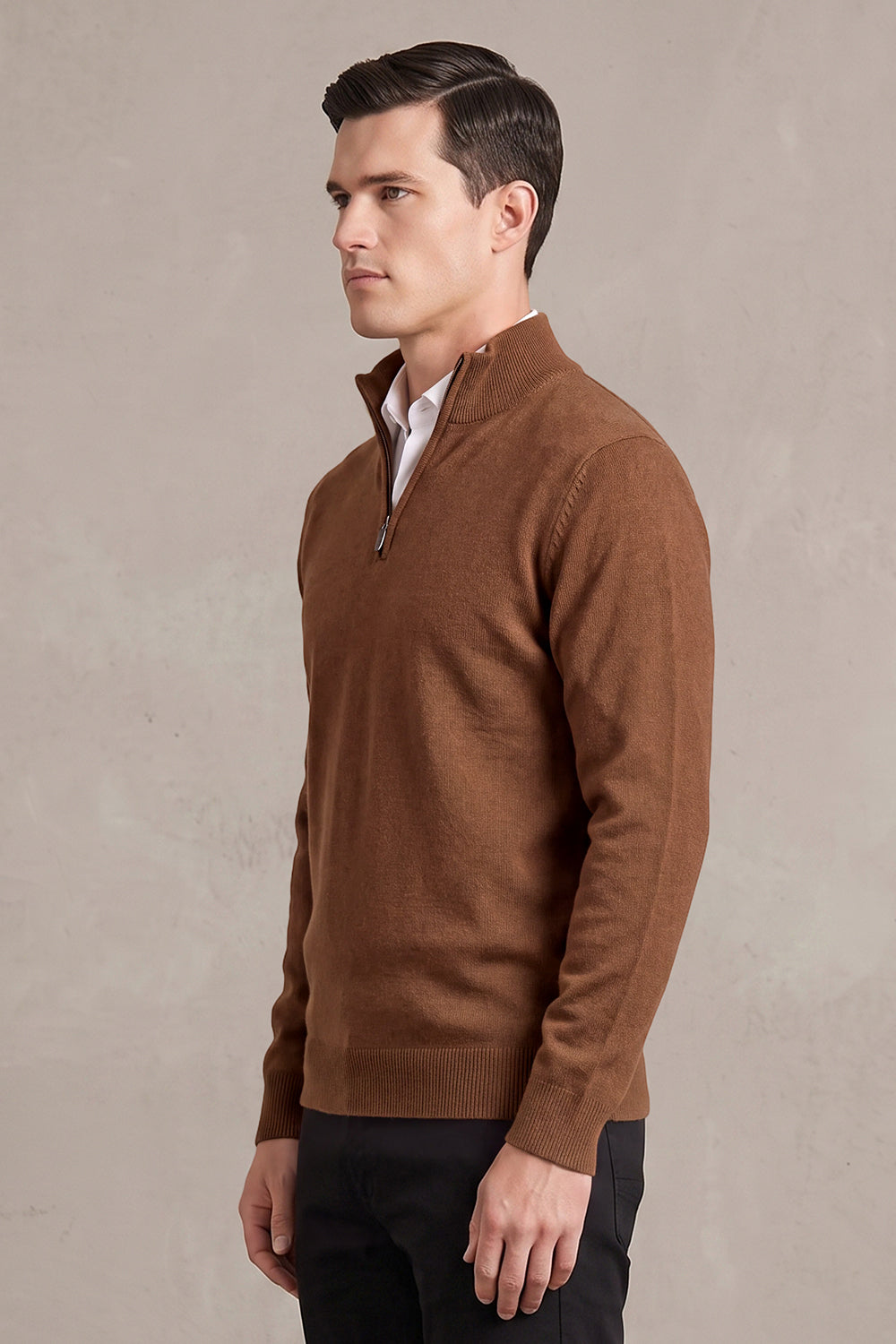 Men's Quarter-Zip Knit Sweater | Lightweight Slim Fit Pullover