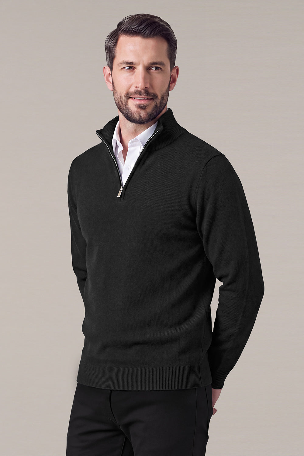 Men's Classic Quarter-Zip Knit Sweater | Lightweight Slim Fit Pullover