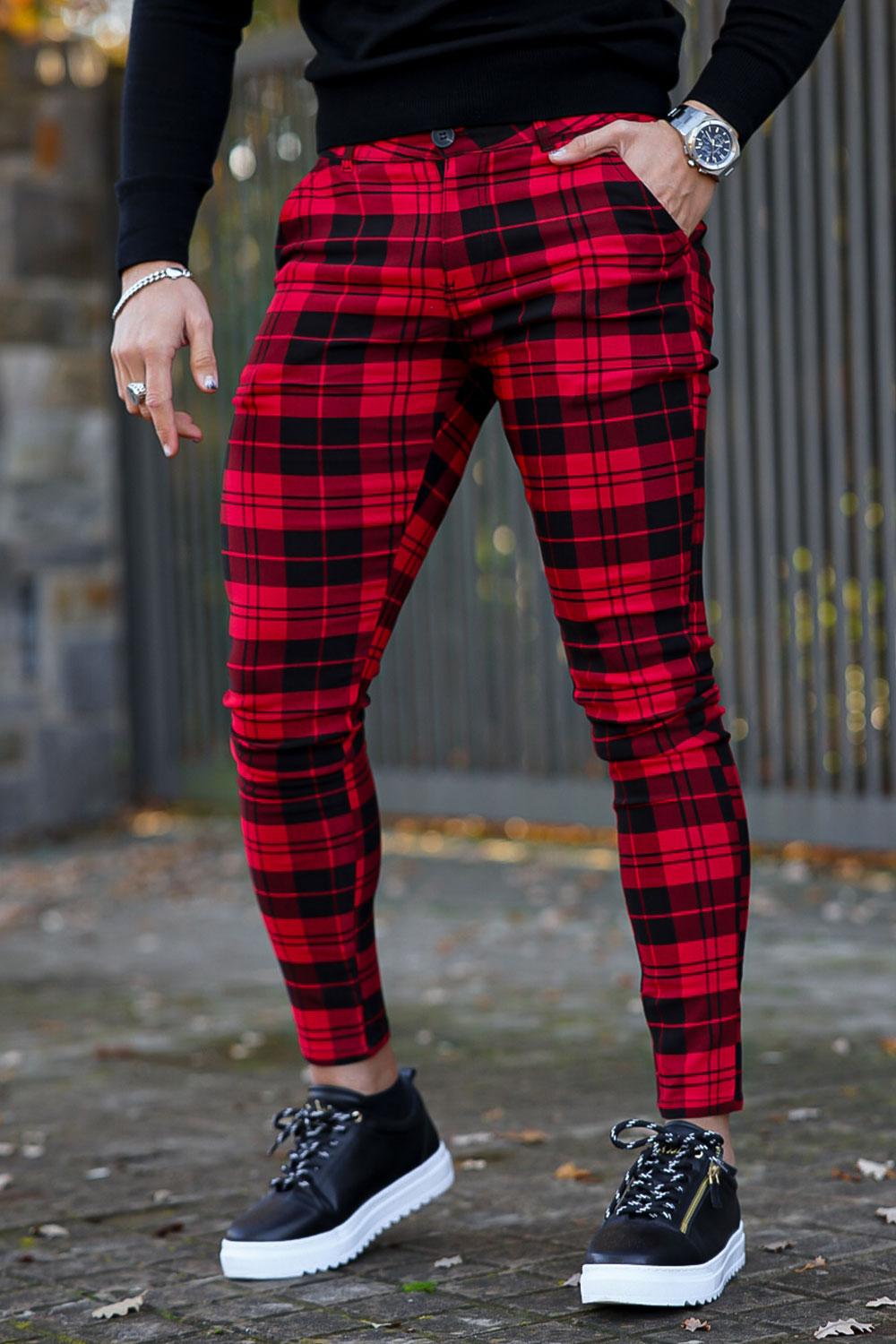 Black Turtleneck With Plaid Pants Mens The Rail Pleated Plaid Crop