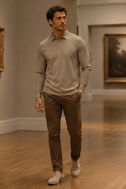 Camiseta de algodón mercerizado para hombre - Verde militar