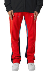 Gingtto Men's Red Bell-Bottom Pants Stylish Casual Flare Pants