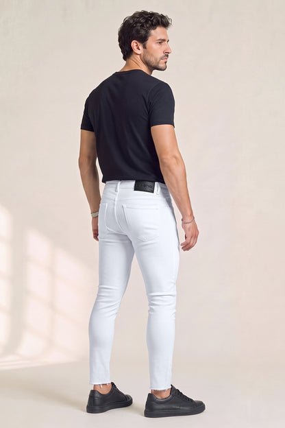 Jeans skinny elasticizzati da uomo - bianchi