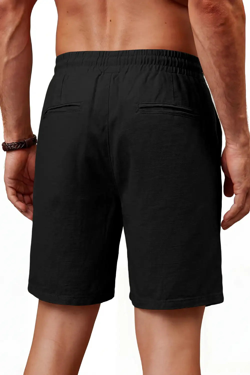 Men's Drawstring Casual Linen Shorts - Black – GINGTTO